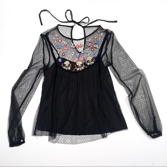 zara black sheer top